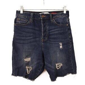 Celebrity Pink Juniors Bermuda Shorts Size 7/28 Distressed Med Blue Wash EUC B62